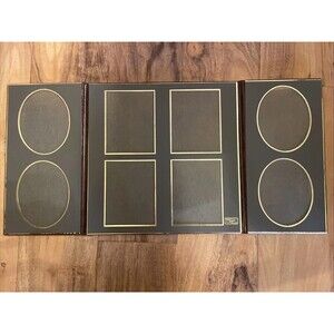 Vintage Faux Leather 8 Picture/Photo Tri-Fold Portfolio Display Marbled Brown